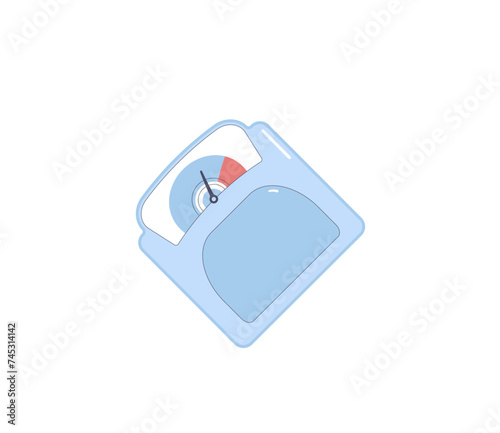 Scale isolated on white background. Balance with body mass indicator. Vector flat illustration