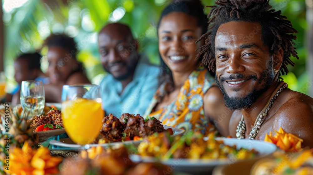 family sharing a leisurely meal on a relaxing holiday