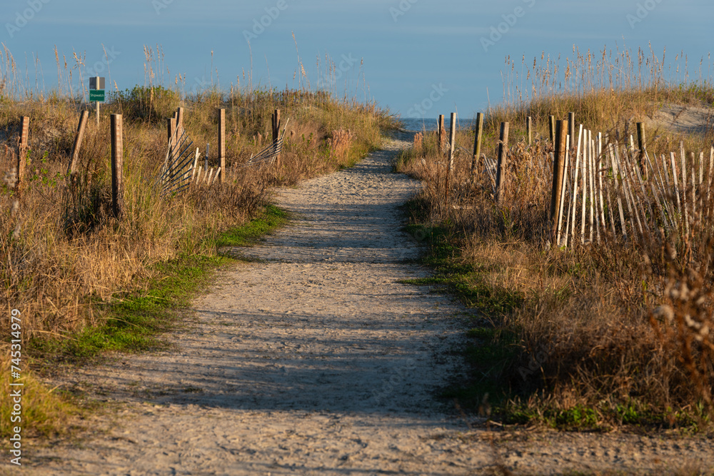 Path to sand beach in Isle of Palms, South Carolina.