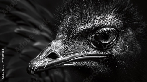 closeup portrait of a majestic ostrich bird on the african savannah