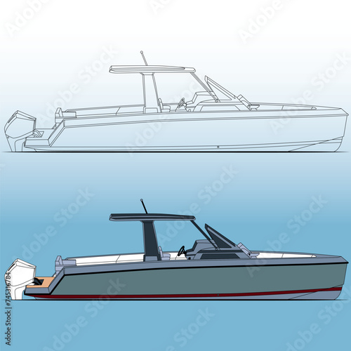 Yacht line art and vector art