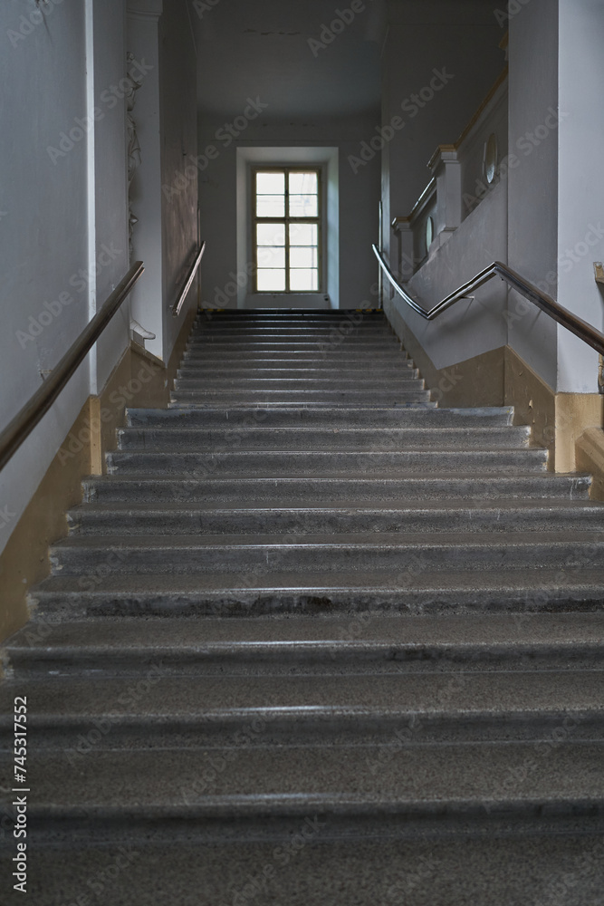 Fototapeta premium Prague, Czech Republic — June 17, 2023 - Long hallway of Invalidovna — baroque building for war veterans