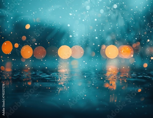 a photo with blue water and bokeh effects