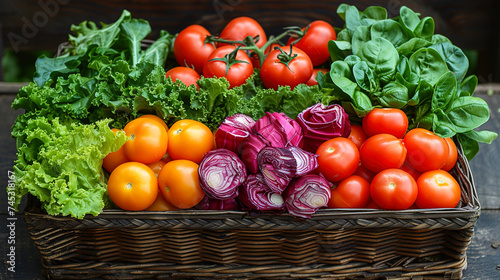 Crop Harvest of fresh vegetables neatly arranged an Organic garden 