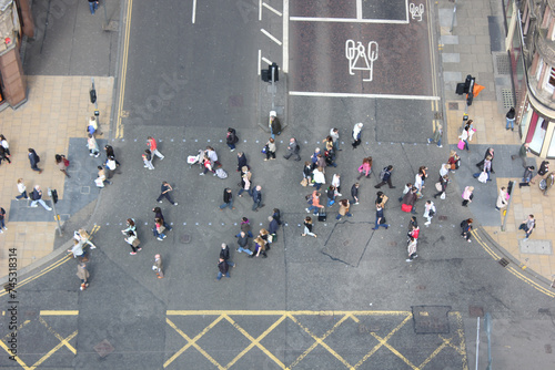 People Crossing the Street from Above