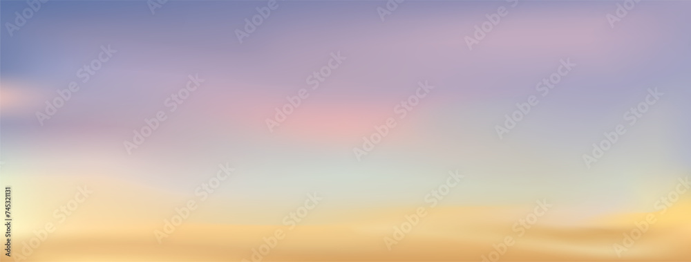 Vanilla sky before sunset, twilight time, gradient background, vector illustration.