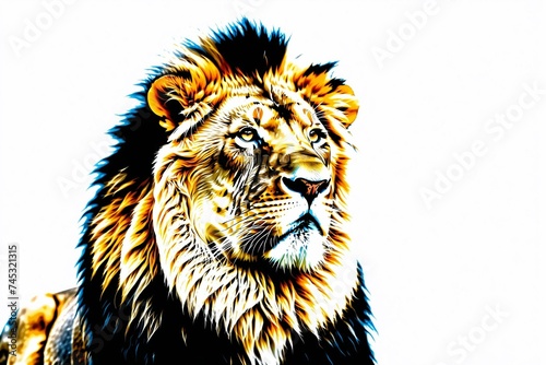 Lion head isolated on a white background. 3d illustration.
