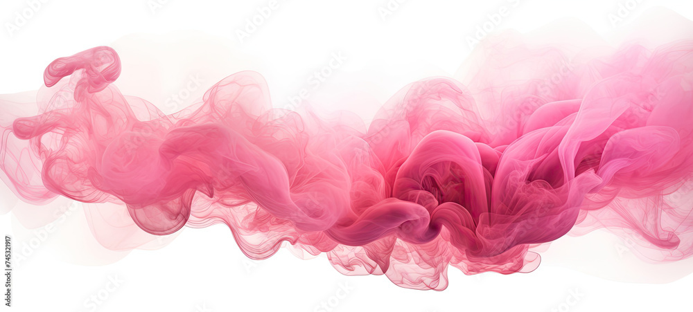 Pink Substance Suspended in the Air on White Background
