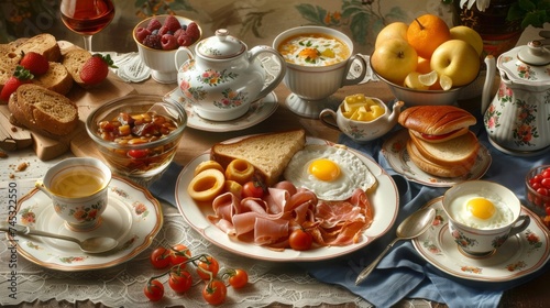 Wallpaper Mural scrambled eggs for breakfast with greens in a plate Torontodigital.ca