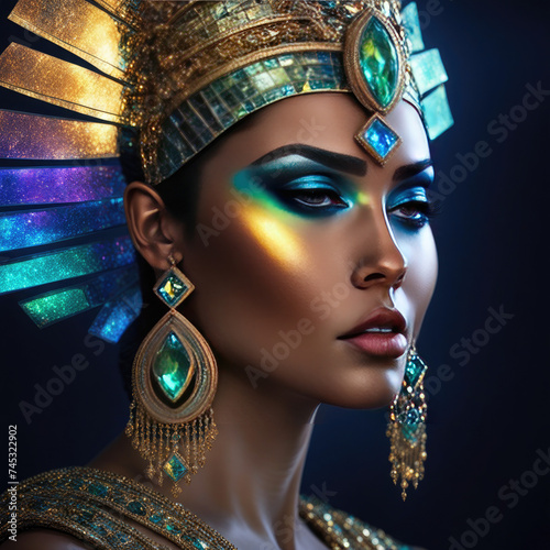 portrait of a woman with gold make up