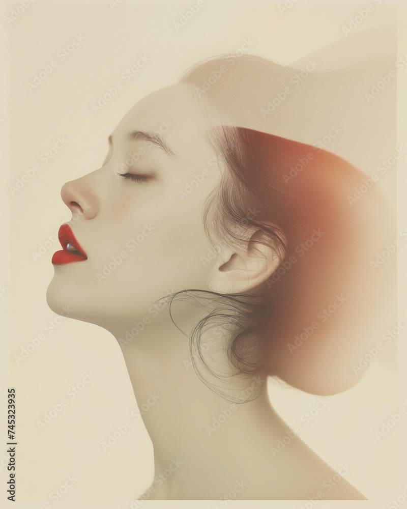 Elegant woman with red lips