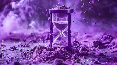 symbolic hourglass for ash wednesday: purple hourglass with ashes flowing, symbolizing the passage of time and spiritual reflection, perfect for lent observance