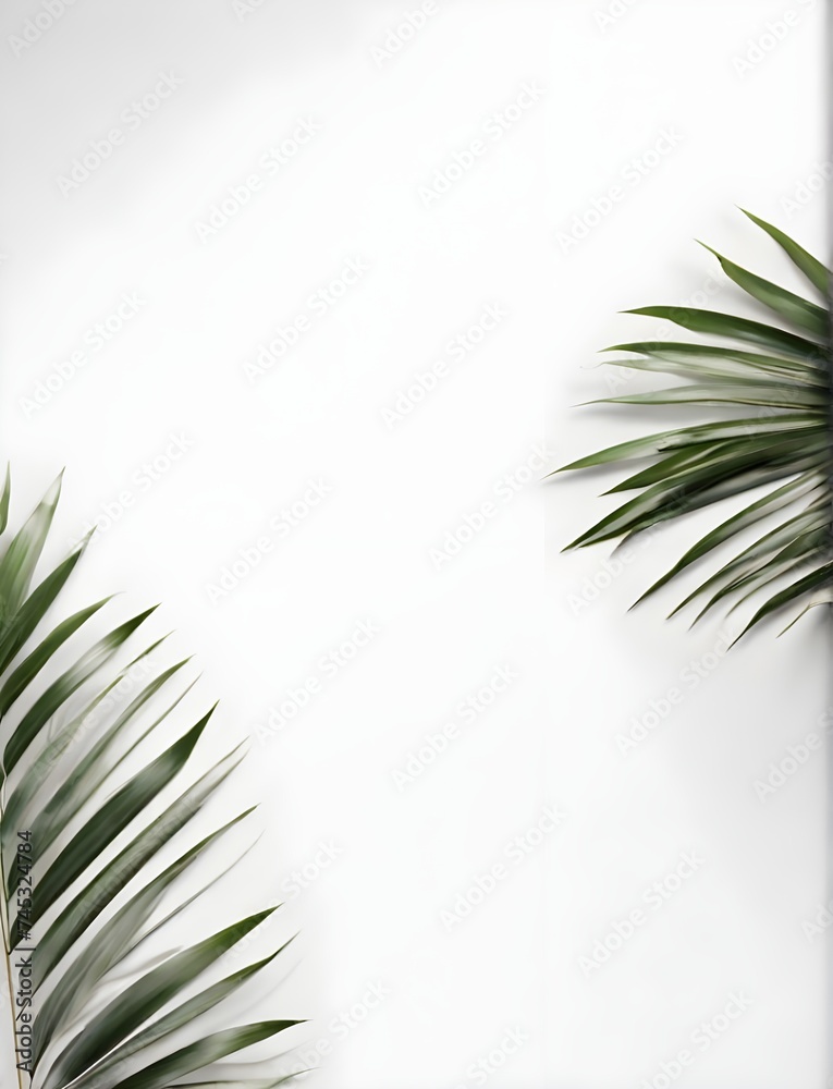 Fototapeta premium Natural palm leaf shadow overlay isolated on white background