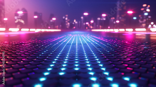 Futuristic Neon Hexagon Technology Surface Background