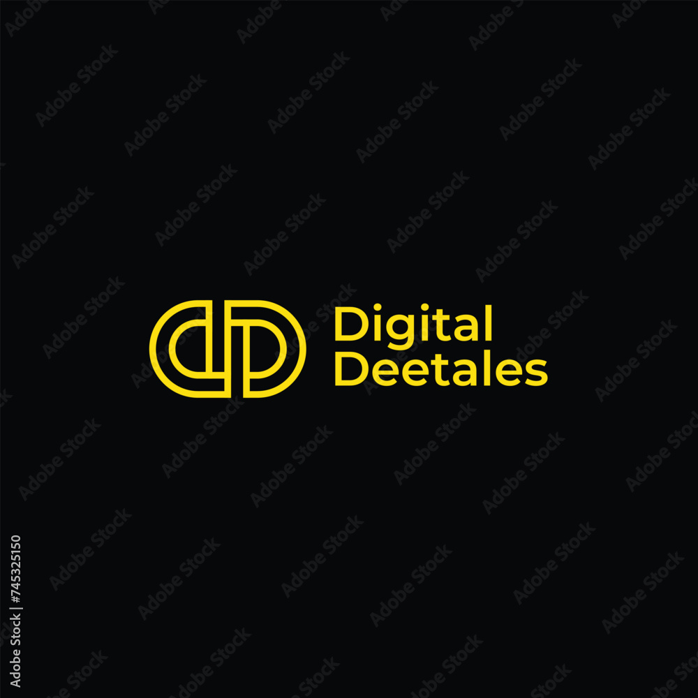 letters DD shape logo monogram two letters D together overlapping white lines identity typography