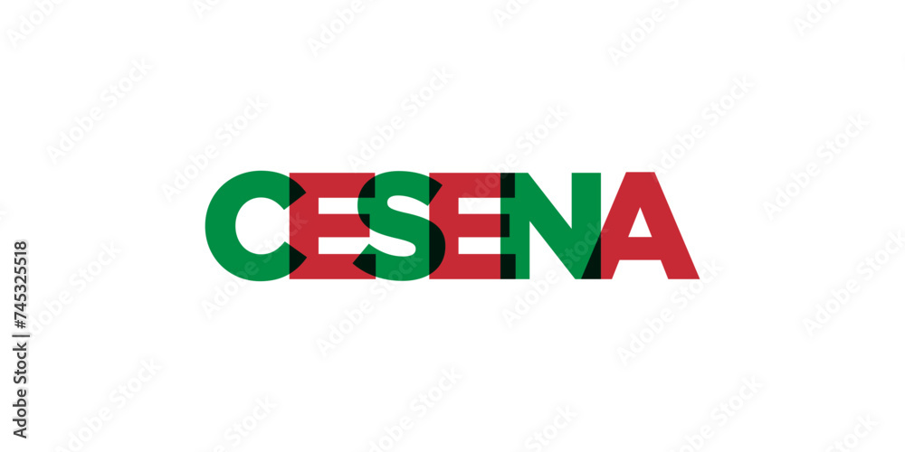 Cesena in the Italia emblem. The design features a geometric style, vector illustration with bold typography in a modern font. The graphic slogan lettering. Cesena in the Italia emblem. The design features a geometric style, vector illustration with bold typography in a modern font. The graphic slogan lettering.