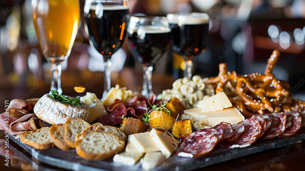 A platter of Belgian beer snacks including artisan