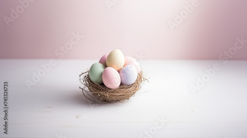 Ester Pastel Eggs on a Nest