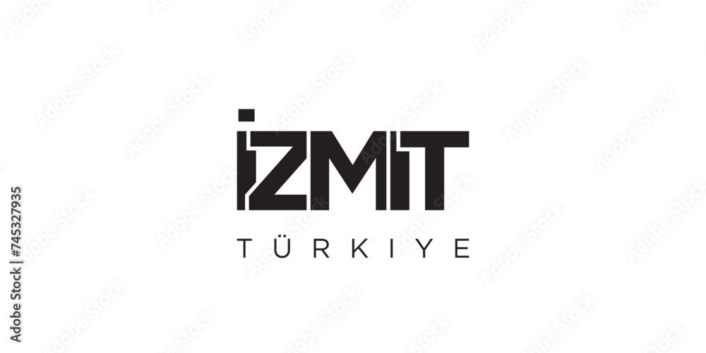 Fototapeta premium Izmit in the Turkey emblem. The design features a geometric style, vector illustration with bold typography in a modern font. The graphic slogan lettering.