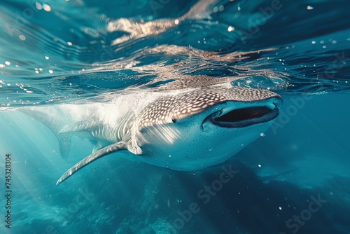 Whale Shark Swimming Near Water Surface