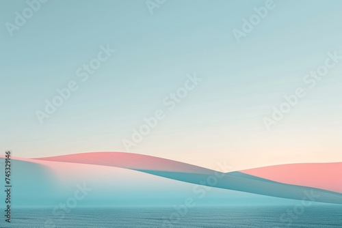 Tranquil Pastel Sand Dunes at Twilight Serenely flowing sand dunes bathed in soft twilight hues, evoking a peaceful and minimalist landscape. 
