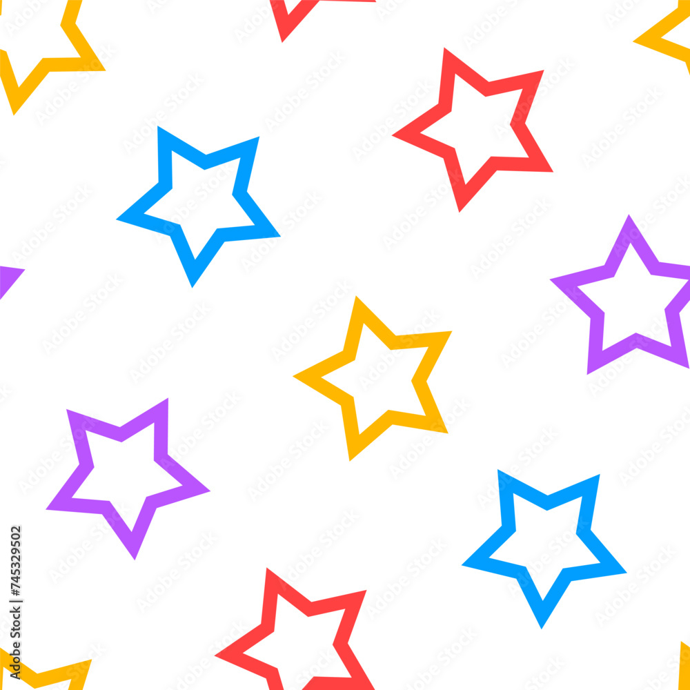 Seamless pattern with colorful outline stars Seamless pattern with colorful outline stars