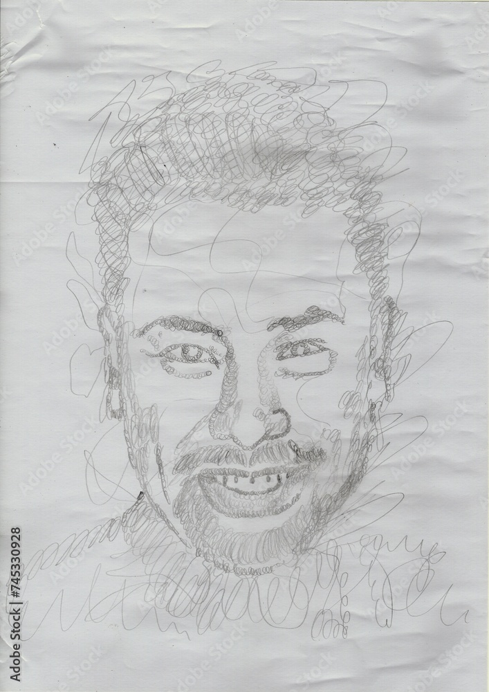 Dessin Bande Dessinée Autoportrait gribouillis trait libre non reconnaissable Dessin Bande Dessinée Autoportrait gribouillis trait libre non reconnaissable