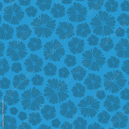 Blue Flowers Seamless pattern | repeat files (ID: 745332350)