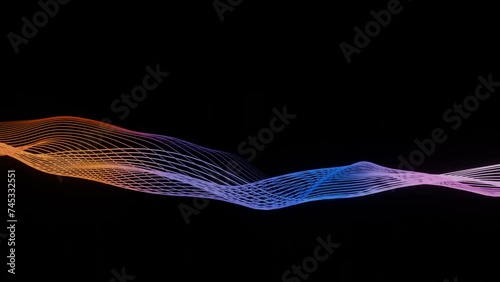 Orange Blue and pink colour sounds or smoke wave line abstract 4k animation, Abstract colorful hologram energy line grid wave flowing in cyberspace scifi digital art