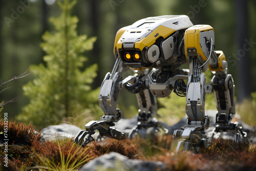 Futuristic quadruped robot walking outdoor © Patrick Helmholz