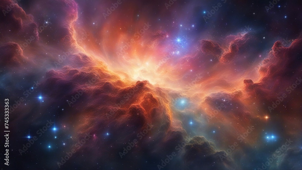 background with space _A nebula and a cluster of stars in outer space.  