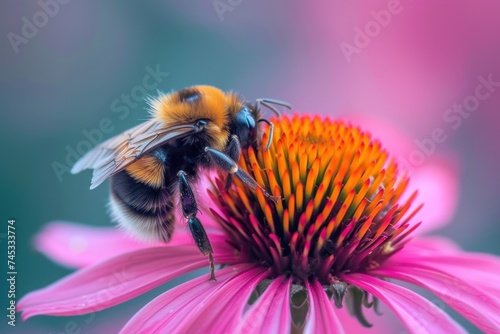 Close up bee on a flower photo