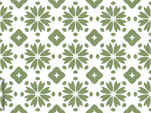 Green floral retro abstract pattern.