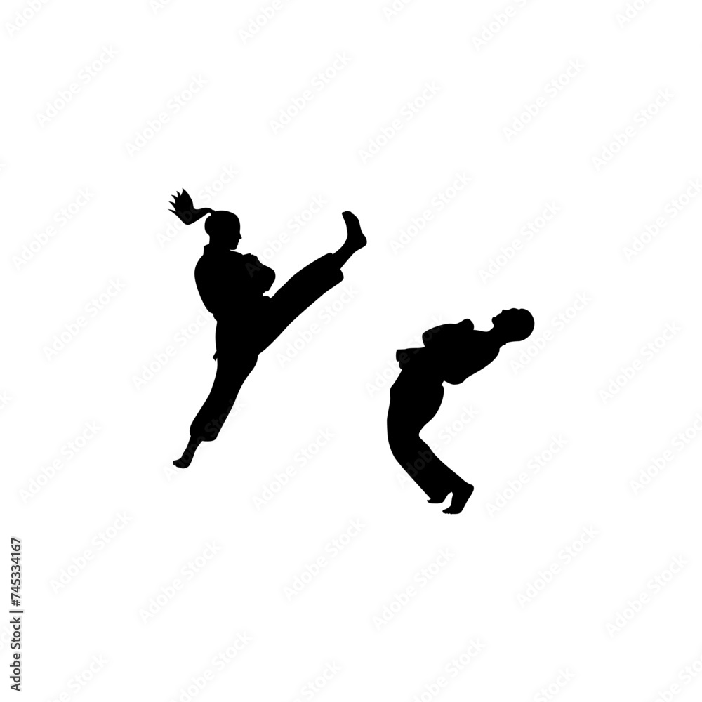 Reflecting the harmony between mind and body, these karate girl silhouettes evoke the philosophy of karate-do, emphasizing respect, self-defense, and self-improvement. Reflecting the harmony between mind and body, these karate girl silhouettes evoke the philosophy of karate-do, emphasizing respect, self-defense, and self-improvement.