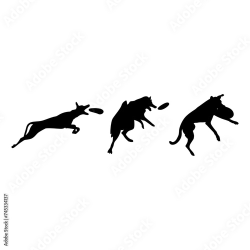 With precision and grace  the Frisbee dog silhouette portrays the dedication and skill cultivated through training  reflecting the deep connection between human and canine.