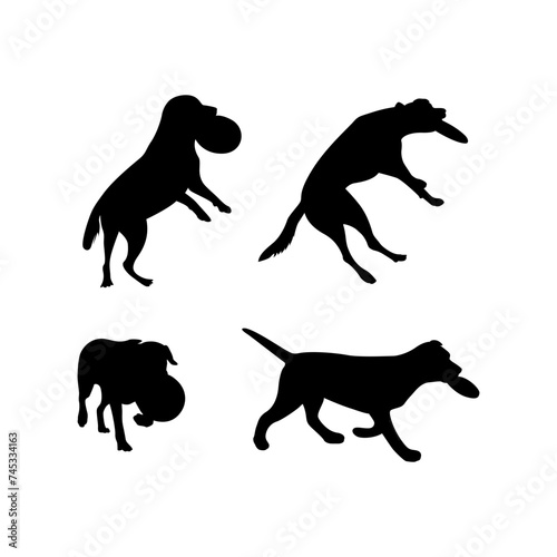 Capturing the dynamic energy of a Frisbee dog duo, this silhouette embodies the thrilling agility and teamwork that define this exhilarating outdoor activity.