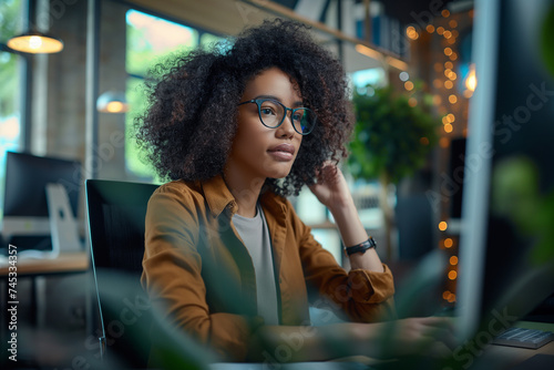 Wallpaper Mural A skilled worker utilizing advanced communication technology in a bustling business environment, fostering seamless collaboration and efficient workflow integration. Torontodigital.ca