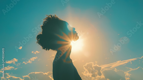 Silhouette of Woman at Sunset