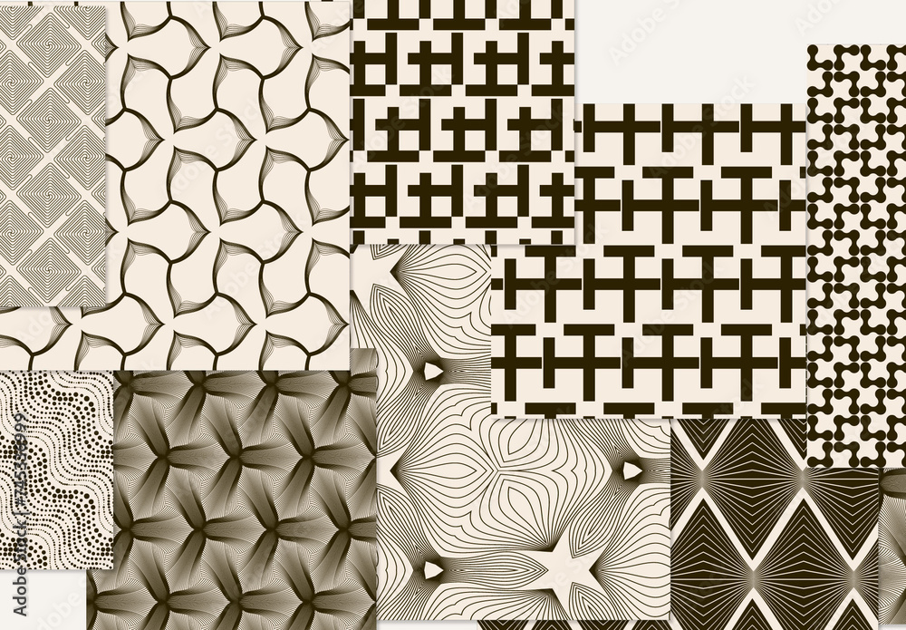 Set of Simple Retro Geometric Patterns Stock Template | Adobe Stock