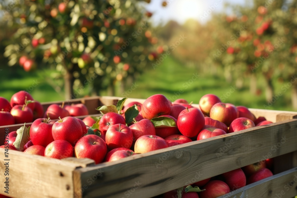 Apple harvest from a farmer's orchard. Background with selective focus and copy space Apple harvest from a farmer's orchard. Background with selective focus and copy space