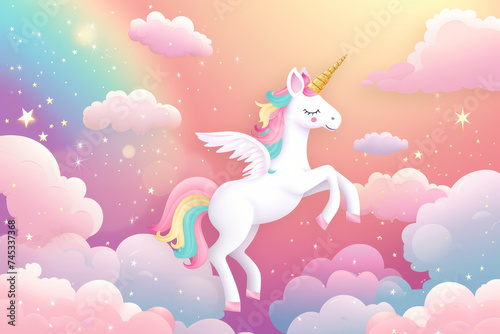 Rainbow Unicorn. Background with selective focus and copy space
