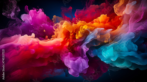 Striking explosion of vivid colors in motion, resembling a dynamic, abstract floral form.