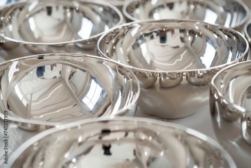 close up of silver bowls