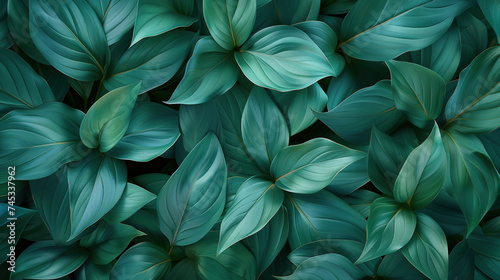 Lush Green Foliage Close-Up. Tropical Leaf Texture Wallpaper.