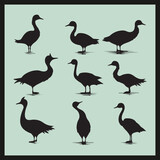 Grebe black silhouette set vector, set of birds