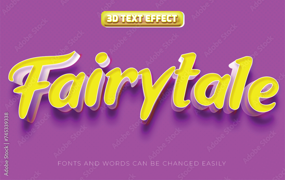 Obraz premium Fairy tale yellow 3d editable text effect style