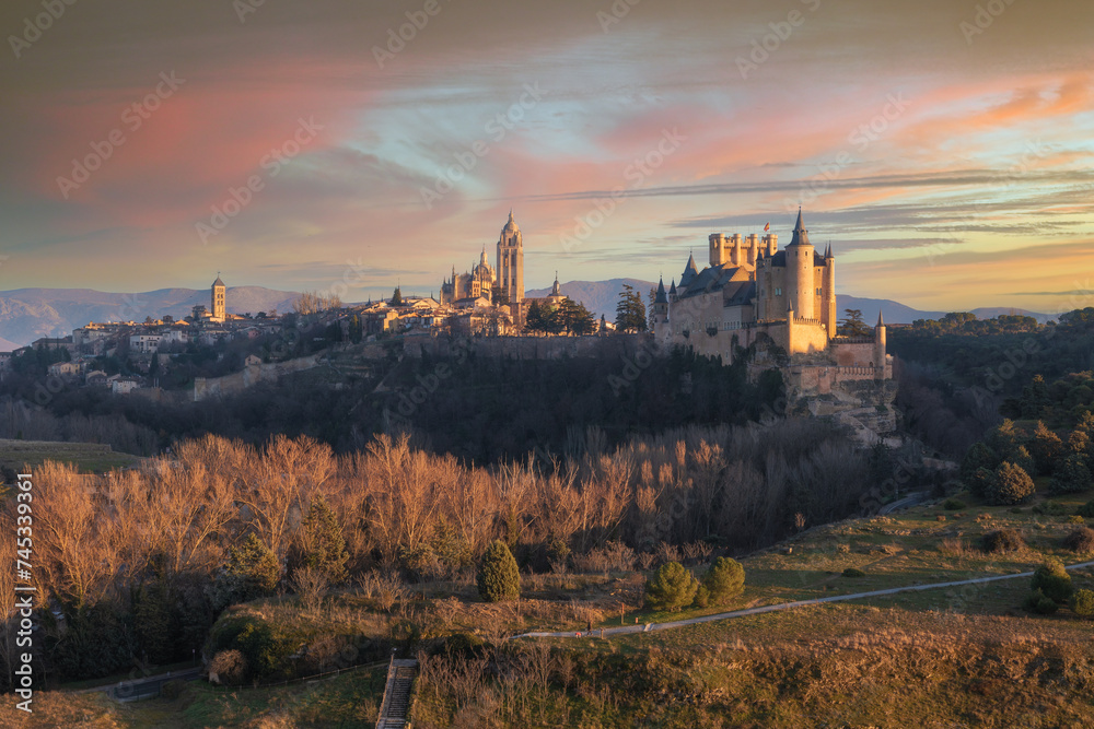 Enchanting sunset over Segovia's skyline