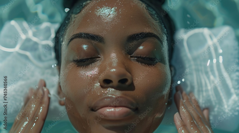 black woman enjoys a relaxing massage and facial treatment at a luxury spa for ultimate pampering and rejuvenation