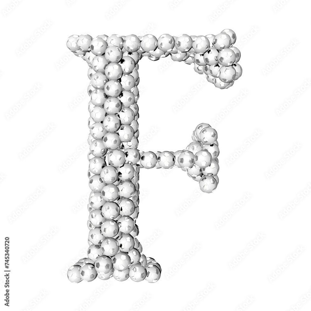 Symbols made from silver soccer balls. letter f Symbols made from silver soccer balls. letter f