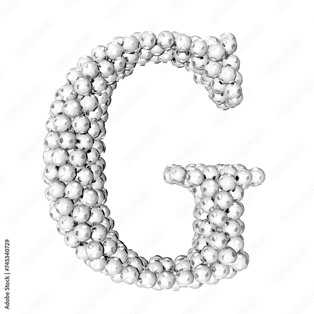 Symbols made from silver soccer balls. letter g Symbols made from silver soccer balls. letter g